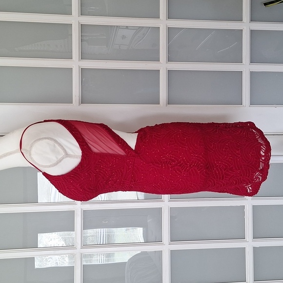 Emerald Sundae Sparkly Red Mini Dress - Picture 4 of 16